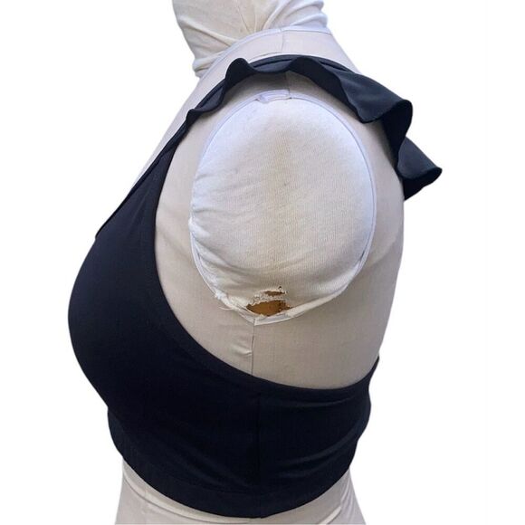 Joy Lab Women’s Sports Bra Racer Back Ruffle Strap Sz. L Black Athletic - Picture 7 of 10